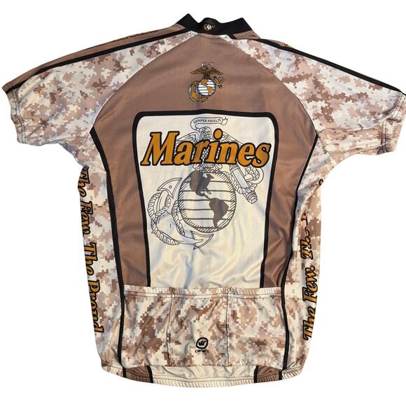 US Marines Cycling Jersey Canari Eagle Anchor Globe Full Zip Camo Men's Large - Picture 2 of 9